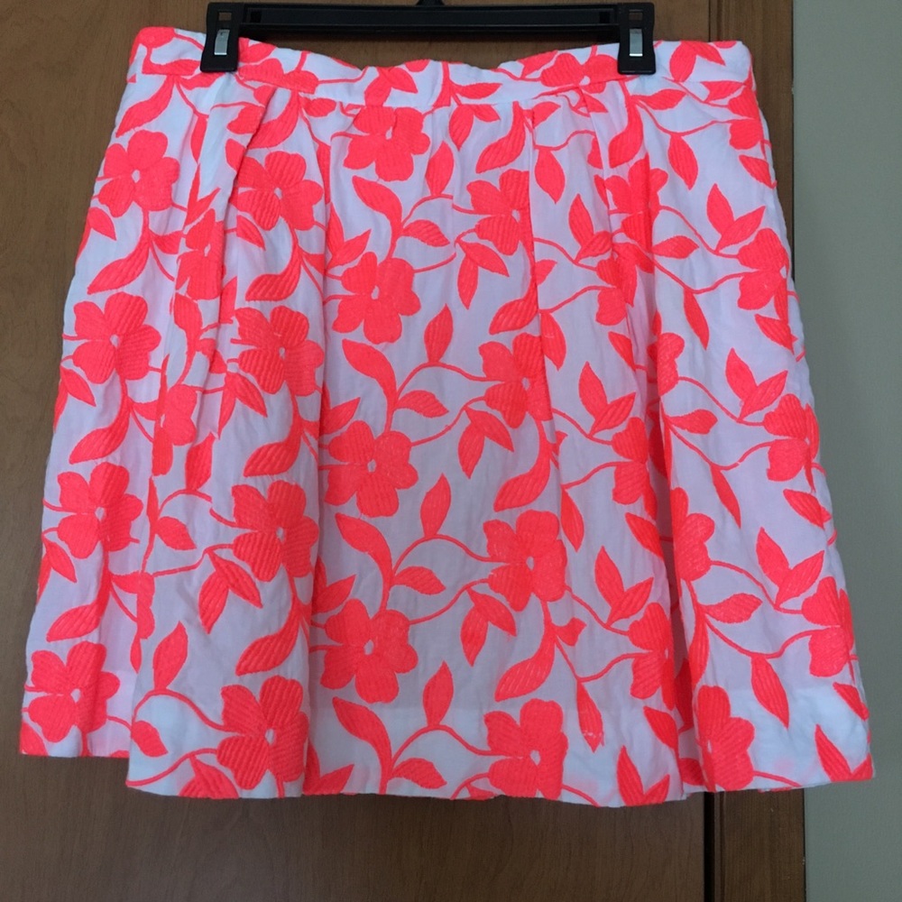 J. Crew Neon Pink Flower Skirt